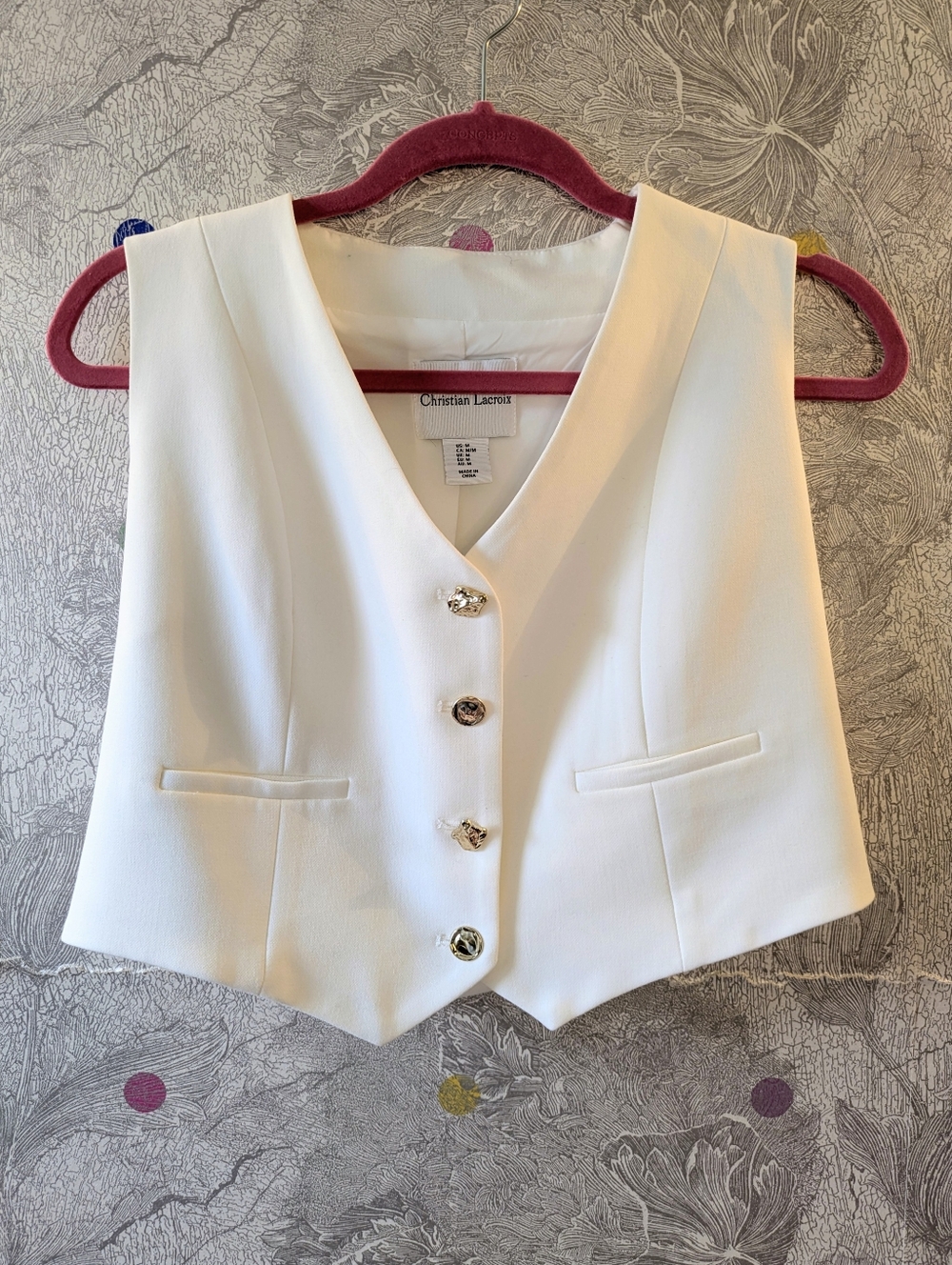Christian Lacroix Cream V-Neck Buttoned Vest